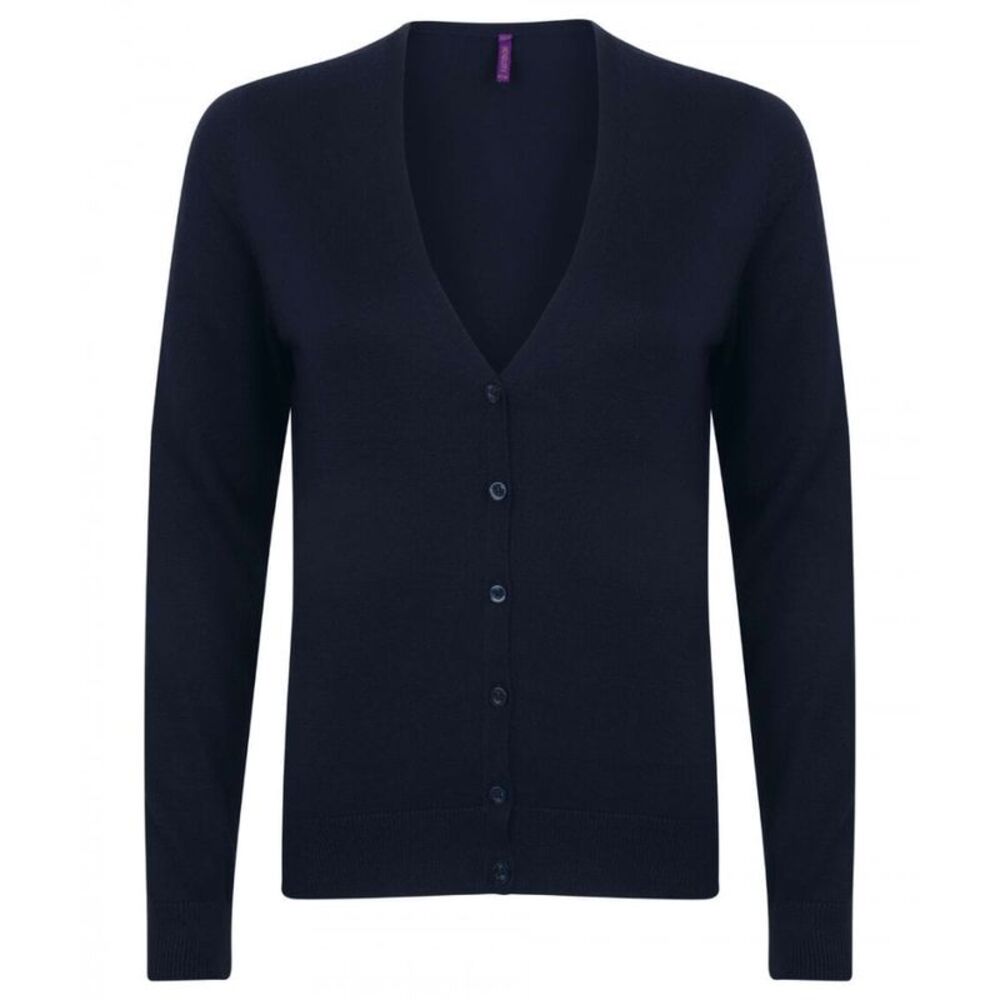 Henbury Womens/Ladies V-Neck Button Up Cardigan / Navy